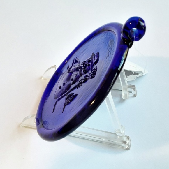 Kitras Art Glass Ornaments Suncatchers Set of 2 Snowflake Snowman 3.5 in Blue - Picture 9 of 14